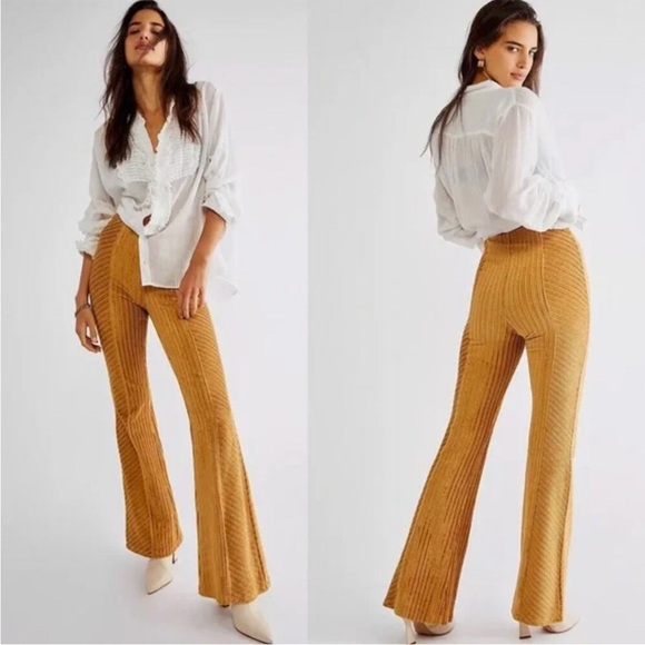 Free People Striped Flare Pants - Picture 2 of 4
